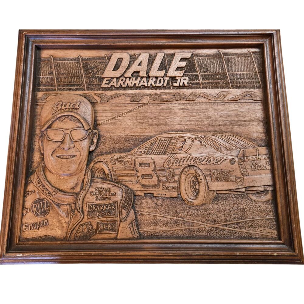 Dale Earnhardt JR. 3D Wood Composition Mural Vintage Framed Art Kim Murray RARE